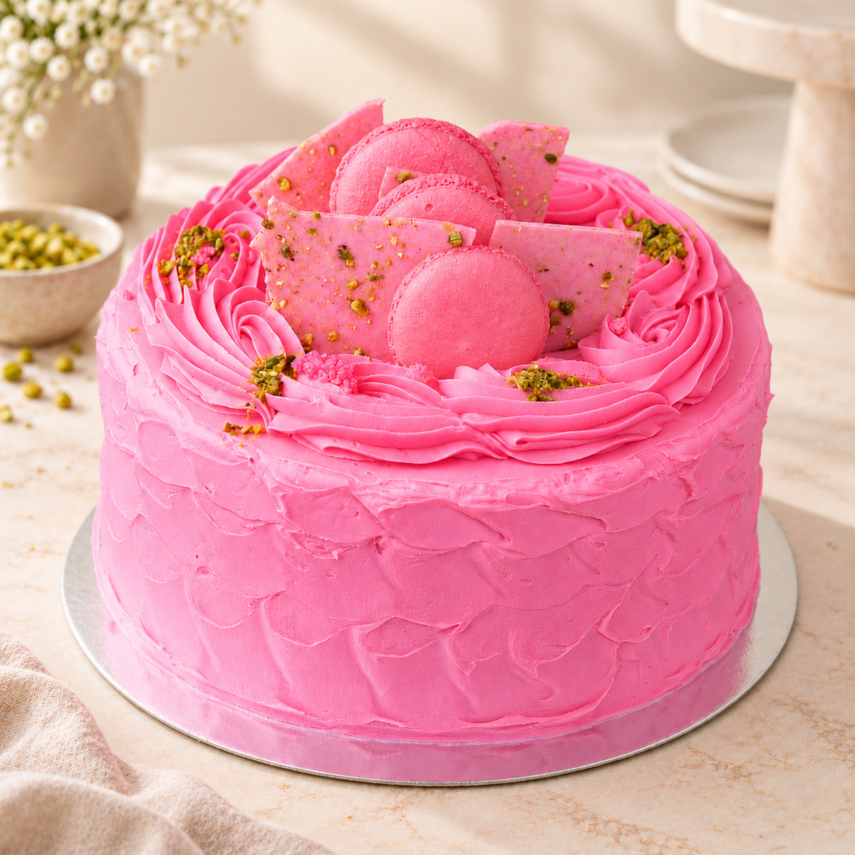 Rose Water and Pistachio Cake