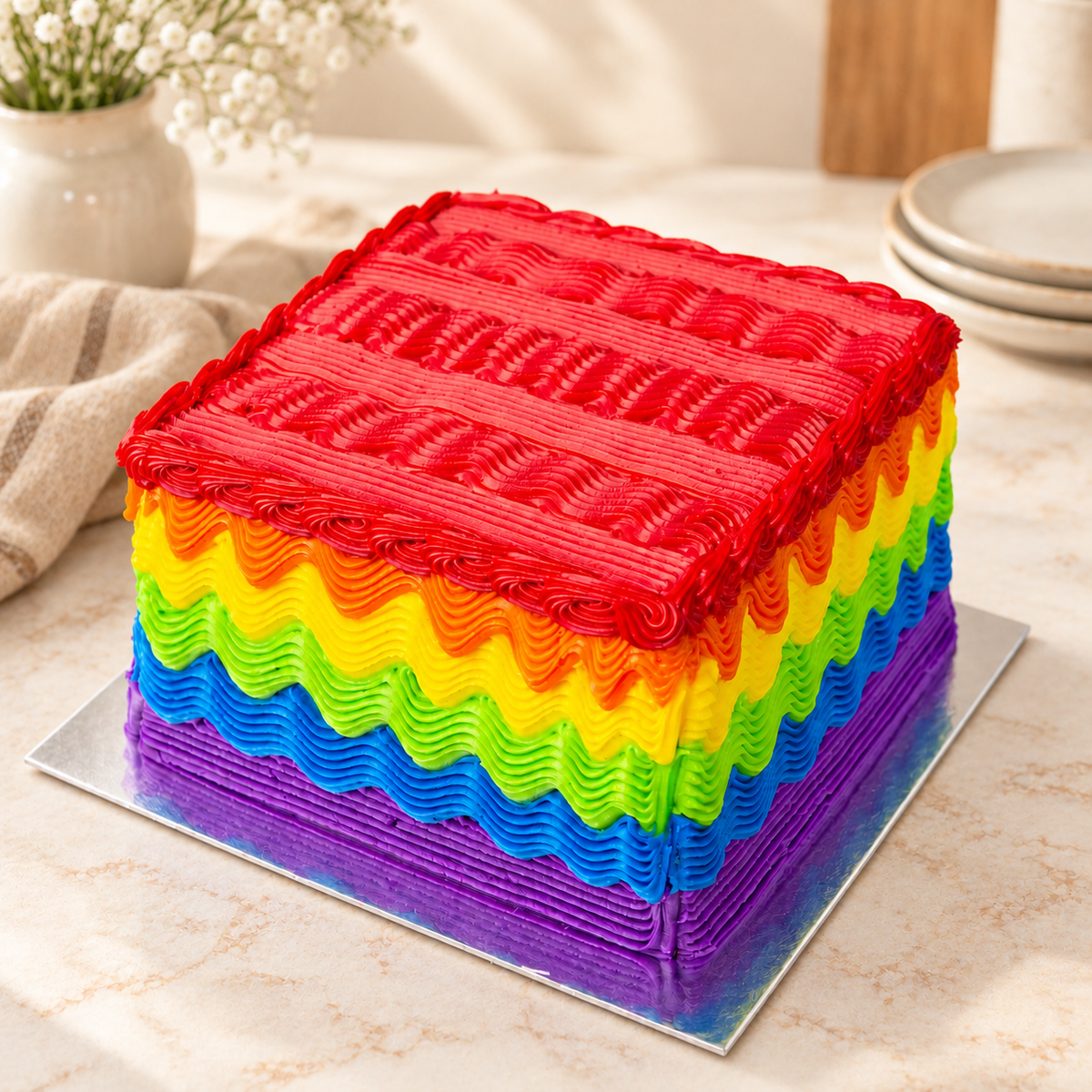 Rainbow Square Cake